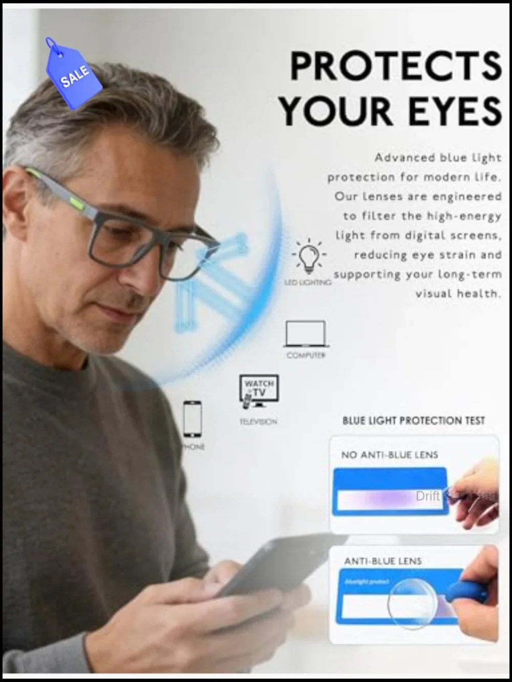 Oversized 1.5 Reading Glasses Blue Light Blocking Anti UV Eyestrain Men Women